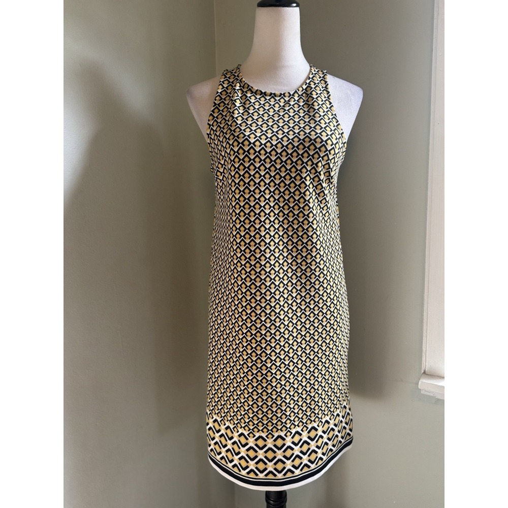Xs Banana Republic sleeveless geometric shift dress yellow black Business Boho